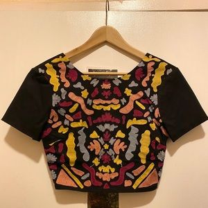 Nasty Gal Embroidered Crop Top Size Small
